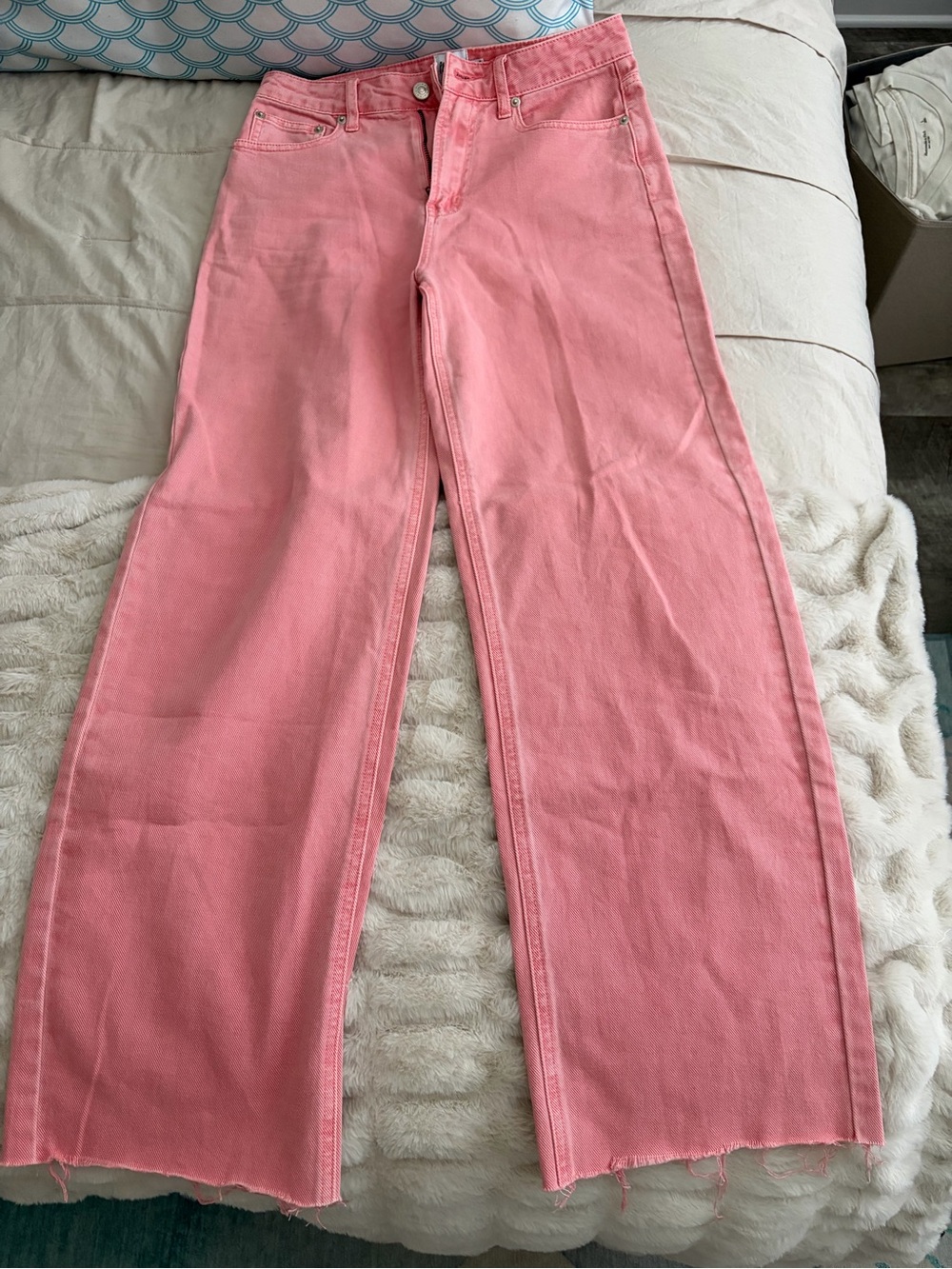 Princess Polly Pink High-Rise Wide Leg Jeans
